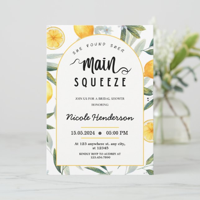 Convite Lemon, ela encontrou seu chá de panela de aperto p (Em pé/Frente)