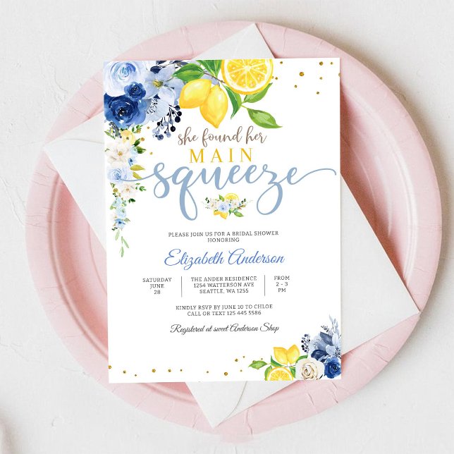 Convite Lemon Floral Bridal Shower Invitation (Criador carregado)