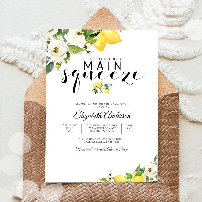 Convite Lemon Floral Bridal Shower Invitation (Criador carregado)