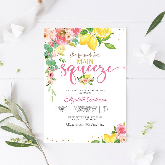 Convite Lemon Floral Bridal Shower Invitation (Criador carregado)