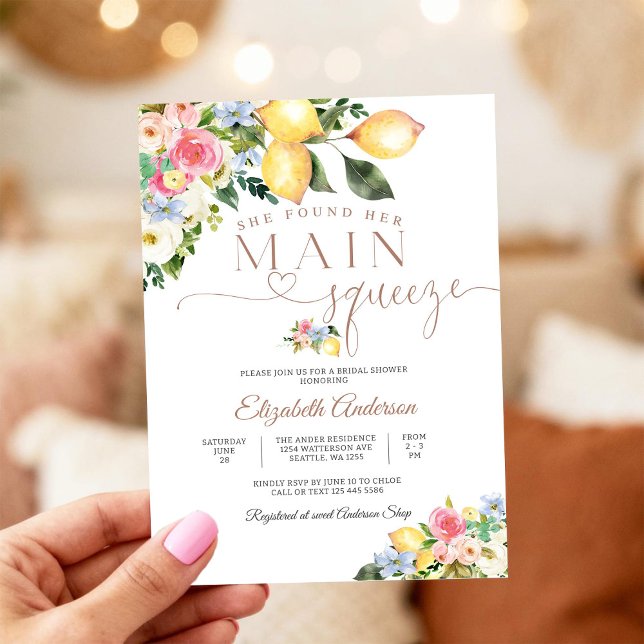 Convite Lemon Floral Bridal Shower Invitation (Criador carregado)