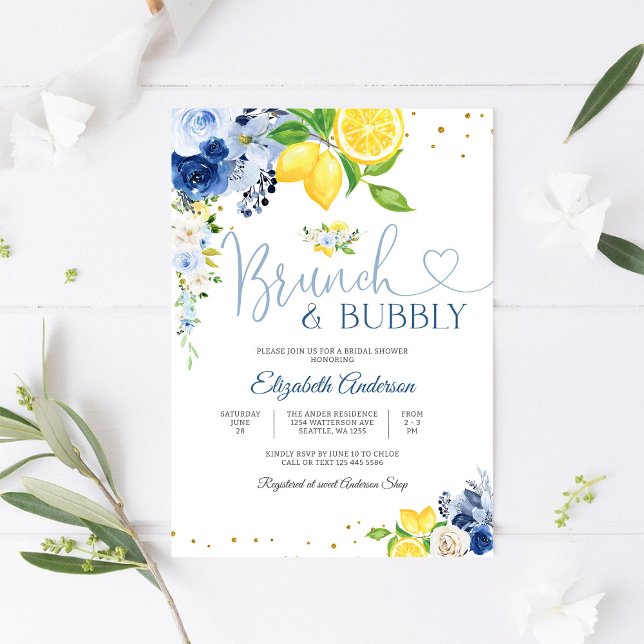 Convite Lemon Floral Bridal Shower Invitation (Criador carregado)