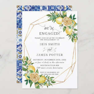 Convite Lemon Floral Geométrico Estamos no Noivado I