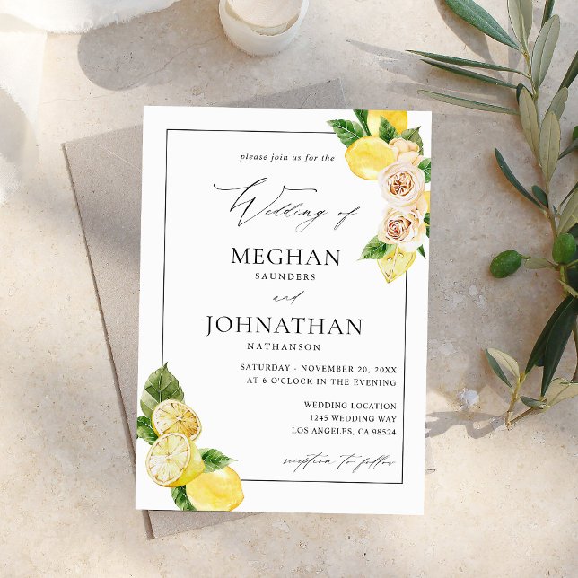 Convite Lemon Floral Wedding (Criador carregado)