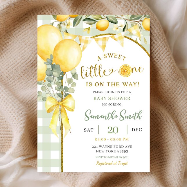 Convite Lemon Gingham baby shower invitation (Criador carregado)