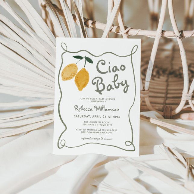 Convite Lemon Italiano Amalfi Gênero Chá de fraldas Neutro (Lemon Italian Gender Neutral Baby Shower Invite)