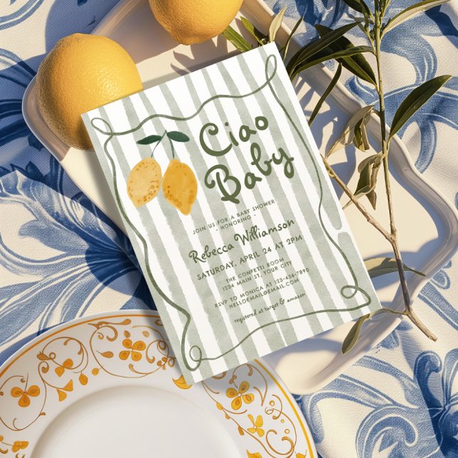 Convite Lemon Italiano Amalfi Sexo Chá de fraldas Neutro E (Lemon Gender Neutral Baby Shower Invite)