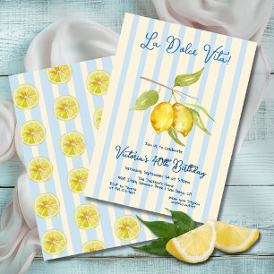Convite Lemon La Dolce Vita Birthday Striped