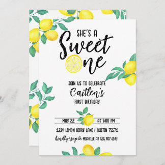 Convite Lemon Sweet One First Birthday Invite