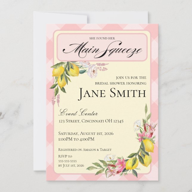 Convite Lemon Themed Bridal Shower Invitation (Frente)