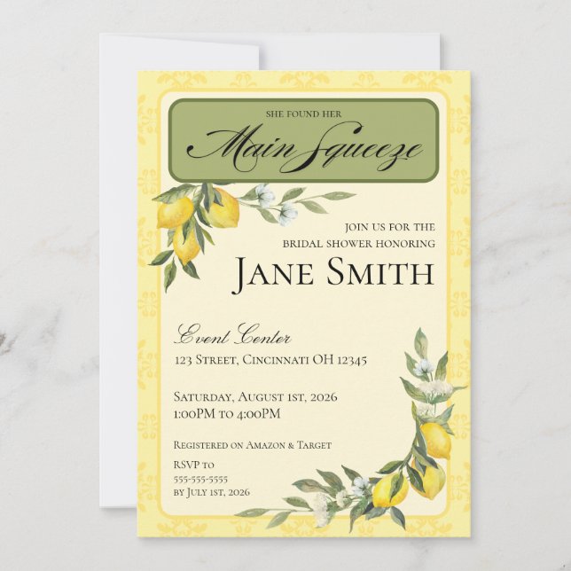 Convite Lemon Themed Bridal Shower Invitation (Frente)