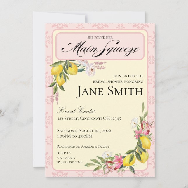 Convite Lemon Themed Bridal Shower Invitation (Frente)