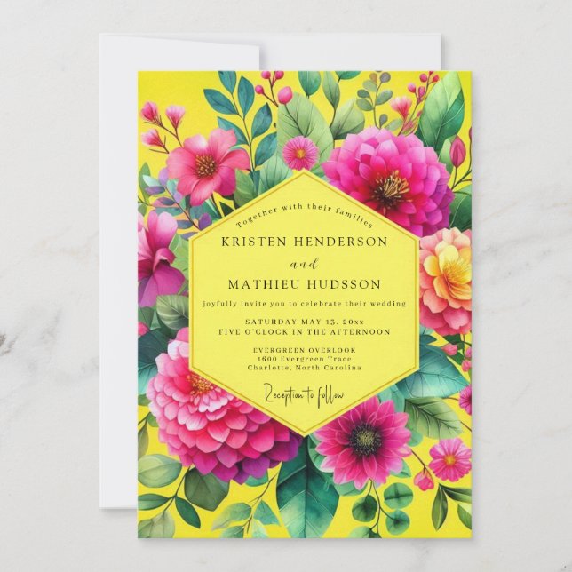 Convite Lemon Vibrant Botanical Wedding (Frente)