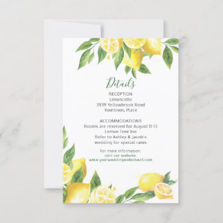 Convite Lemon Watercolor Wedding Inserir Recepção