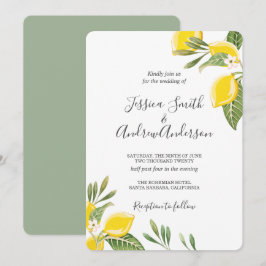 Convite Lemon Wedation Invitation Bohemian Flowers Citrus
