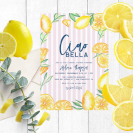 Convite Lemon Yellow Citrus Retro Modern Bridal Shower