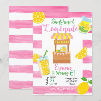 Convite Lemonade Birthday Invitation, Lemonade Invitation