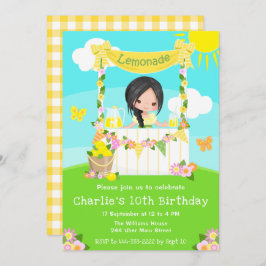 Convite Lemonade Stand Birthday Black Hair Girl