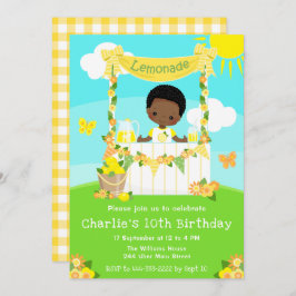 Convite Lemonade Stand Birthday Dark Skin Boy