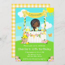 Convite Lemonade Stand Birthday Dark Skin Girl