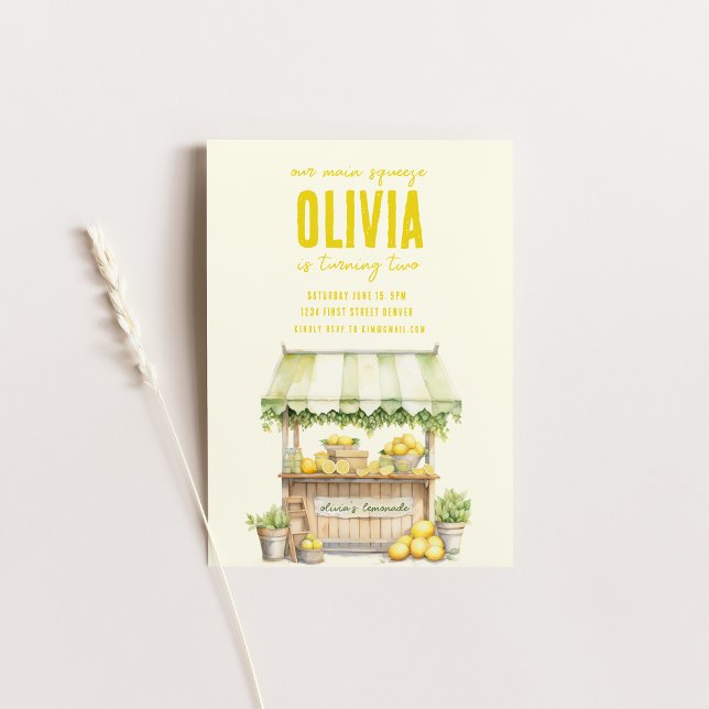 Convite Lemonade Stand Main Squeeze Birthday Invite (Criador carregado)