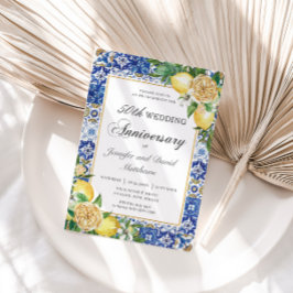 Convite Lemons Floral Blue Azulejos 50º aniversário de cas