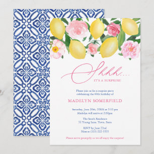 Convite Lemons Floral Shhh! Festa de aniversário de Lady 