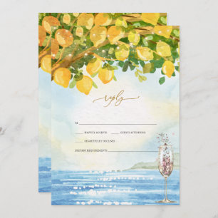 Convite Lemons Ocean Champagne Glass RSVP