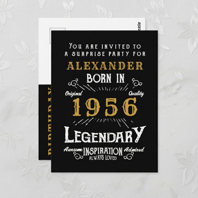 Convite Lenda do Ouro Negro para 70º Aniversário 1 (1956 birthday invitation postcard. Background white lace.)