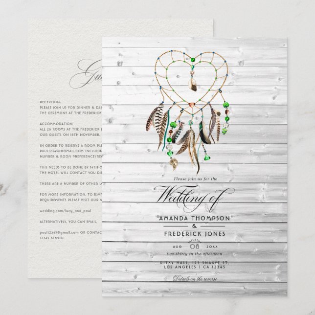 Convite Lenda Indígena Rústica Casamento Boho Tribal (Frente/Verso)