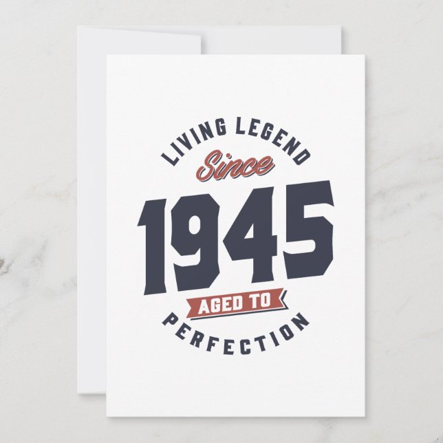Convite Lenda Viva Desde Presente De Aniversário De 1945 (Frente)