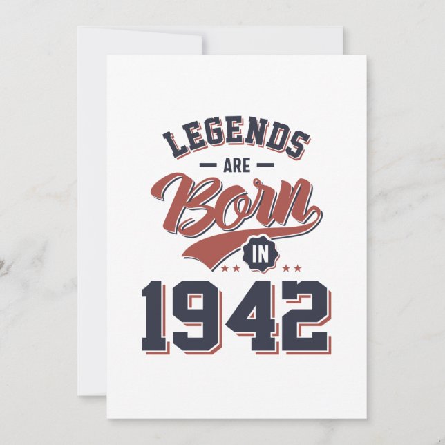 Convite Lendas Nascem em 1942 Presente de Aniversário (Frente)