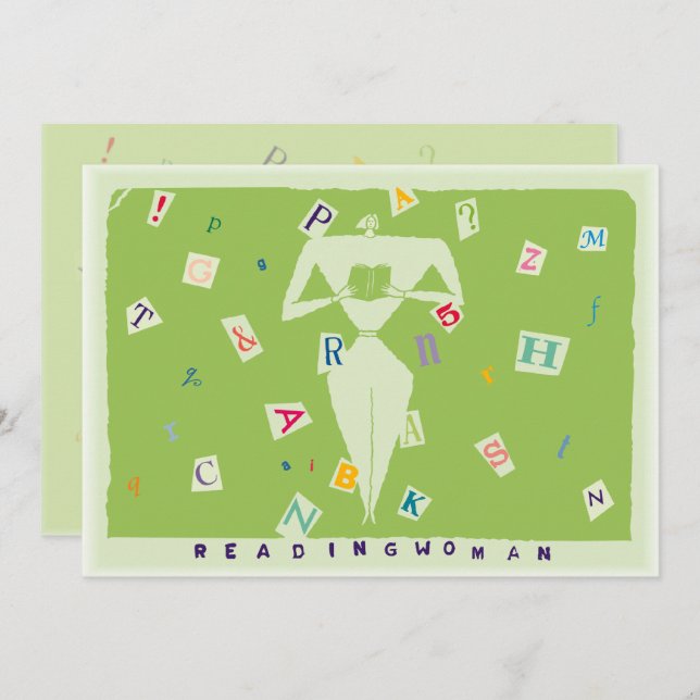Convite Lendo mulher 7 x 5 (Frente/Verso)