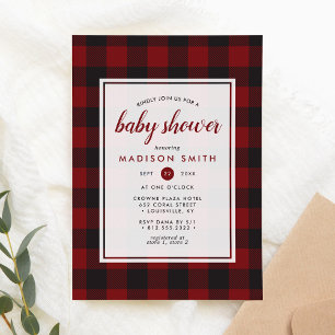 Convite Lenhador Xadrez Vermelho Preto Churrasco Baby Show