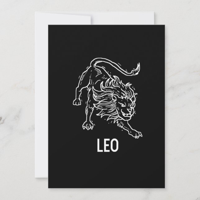 Convite Leo Lion Astrology Birthday Gift Zodiac Signs (Frente)