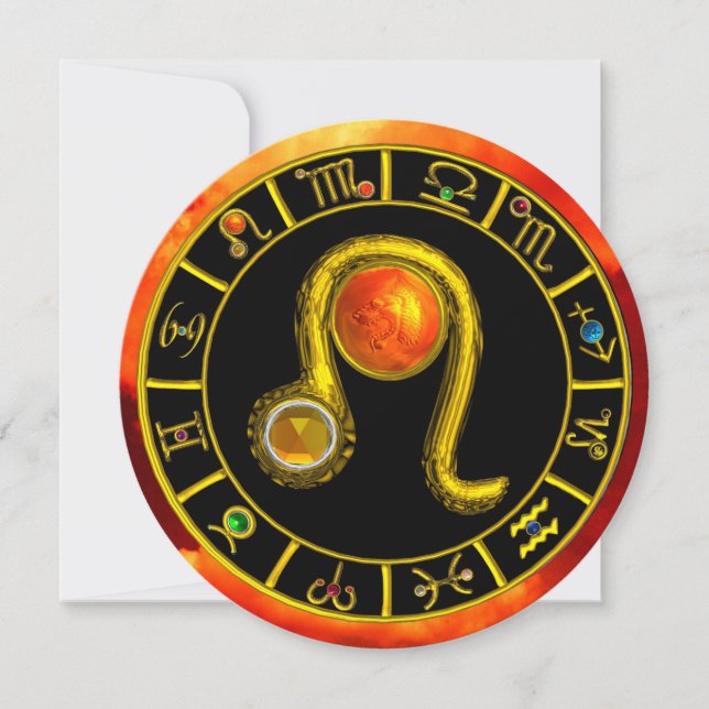 CONVITE LEO,TOPAZ GEM,SINAIS ZODIÁTICOS,FESTA DE ANIVERSÁR (Frente)