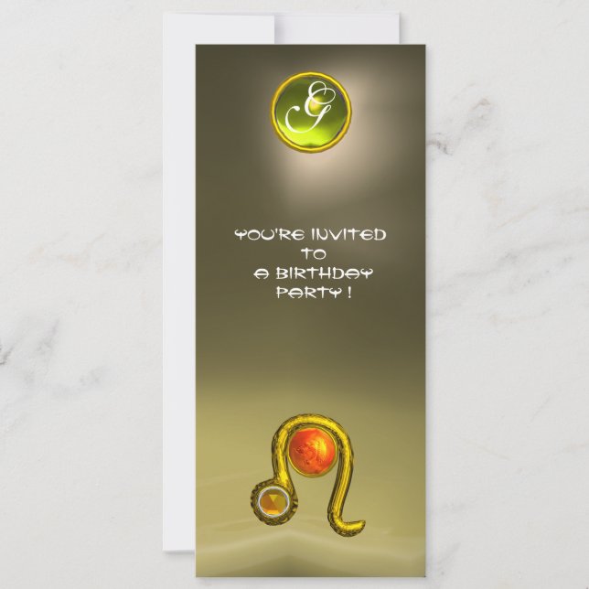 Convite LEO TOPAZ MONOGRAM cinza vermelha laranja amarela, (Frente)