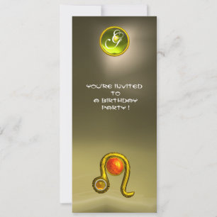 Convite LEO TOPAZ MONOGRAM cinza vermelha laranja amarela,