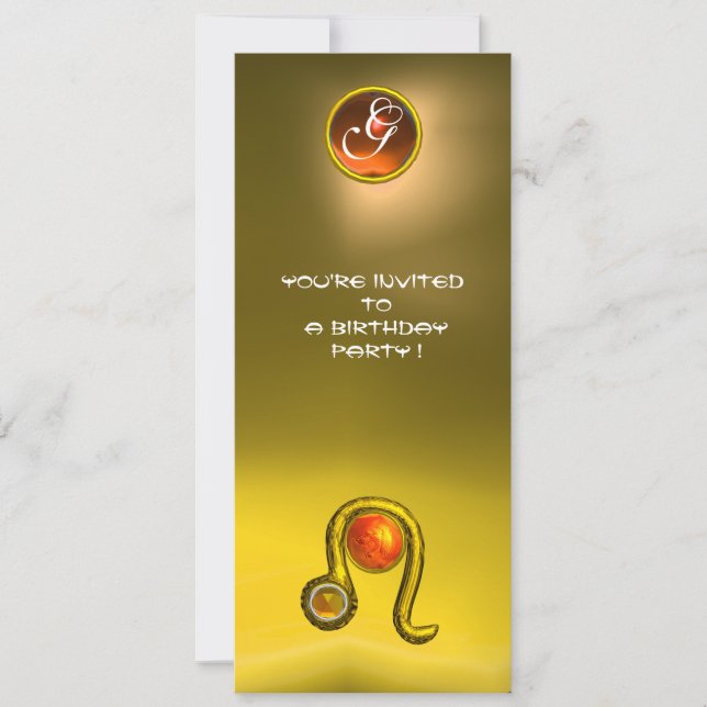 CONVITE LEO TOPAZ MONOGRAMA FESTA DE ANIVERSÁRIO ZODIAC, A (Frente)