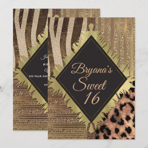 Convite Leoa Safari Chic Glamour Moderno de Jungle Anivers