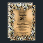Convite Leopard 50ª Festa de aniversário<br><div class="desc">As impressões do leopardo legante estão sobrepostas com folhas falsas de ouro e os detalhes da sua festa de aniversário em caracteres quicos para QUALQUER aniversário da IDADE. COORDENANDO itens disponíveis em nossa loja.</div>