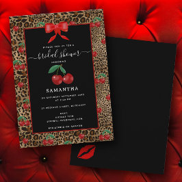 Convite Leopard Cheetah Animal Print Cherry Bridal Shower