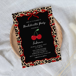 Convite Leopard Cheetah Cherry Bachelorette Invitation