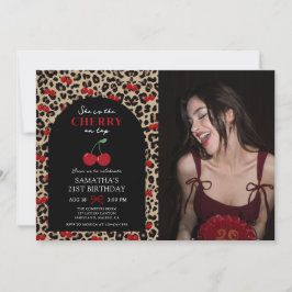 Convite Leopard Cheetah Cherry On Top Birthday Photo