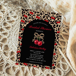 Convite Leopard Cheetah Coquette Cherry Bridal Shower