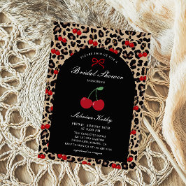 Convite Leopard Cheetah Coquette Cherry Bridal Shower