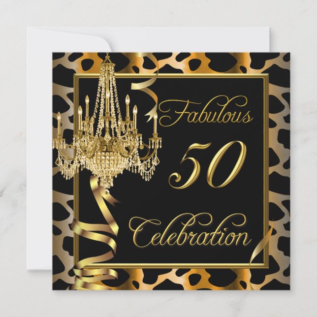 Convite Leopard Dourado Fabulosa Mulheres 50 (Frente)