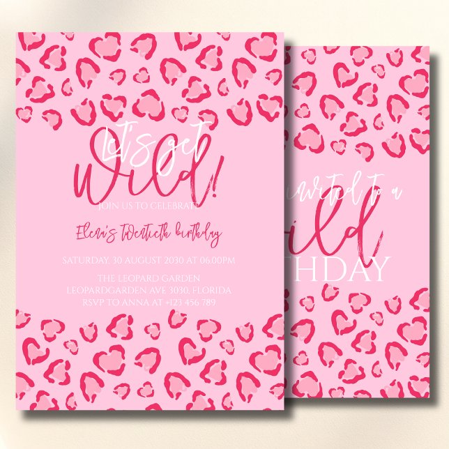 Convite Leopard Pink Birthday Stylish Animal Print Party (Criador carregado)