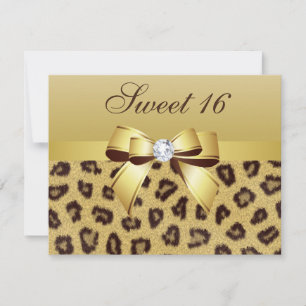 Convite Leopard Print, Arco e Diamond Sweet 16