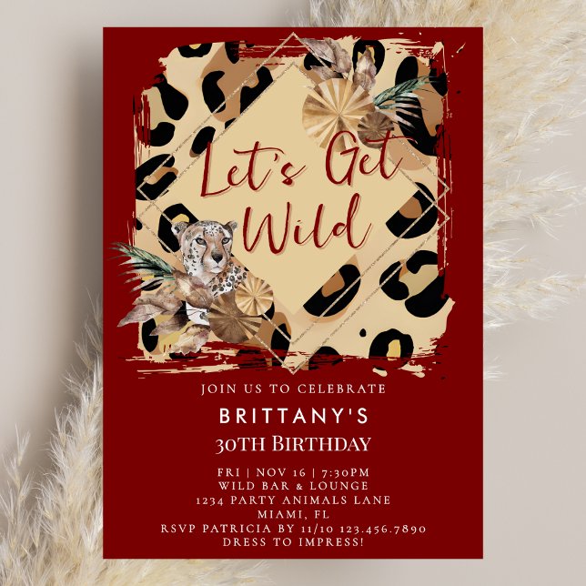 Convite Leopard Print Party Animal Wild Jungle Birthday (Criador carregado)